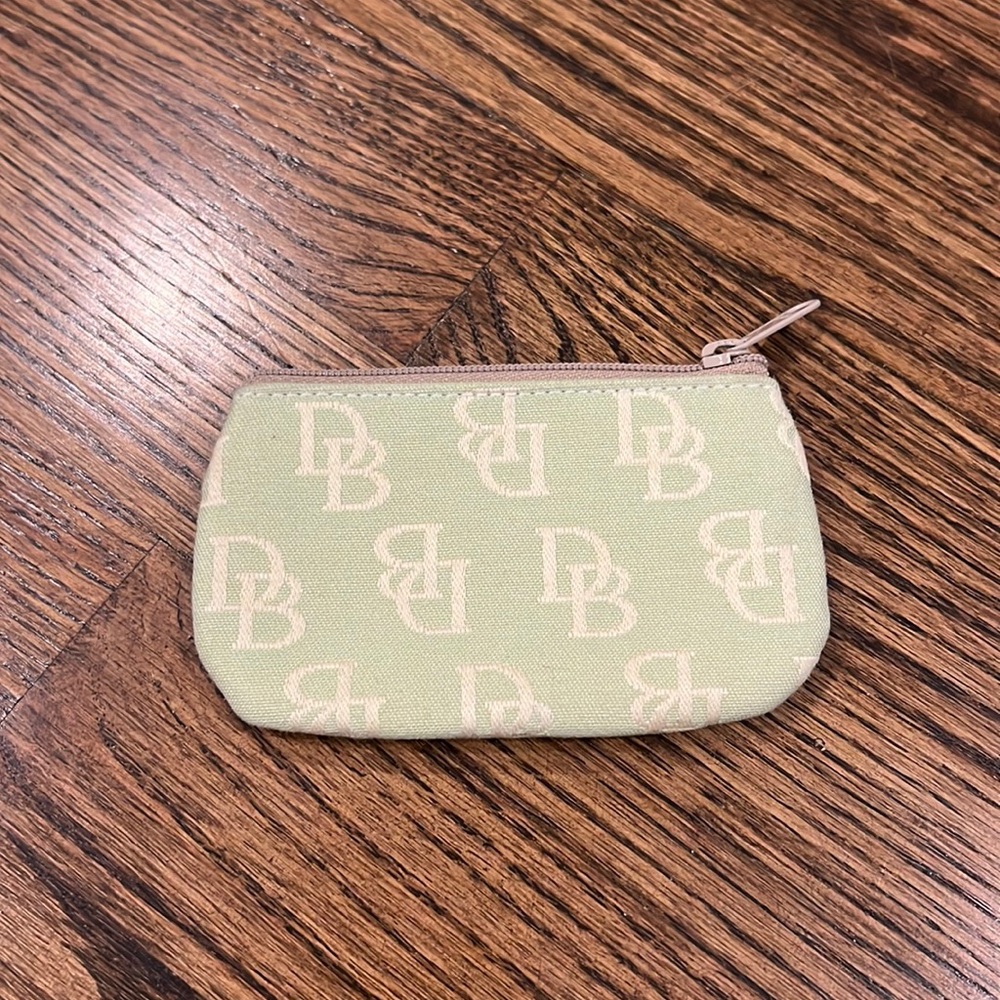 DB Monogram Green Canvas Coin Pouch - Women's Accessory